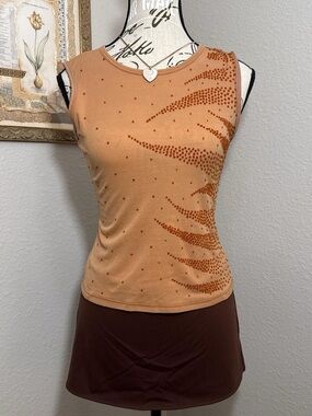 Vintage Forever 21 Y2K Burnt Orange Rhinestone Tank Top Women’s Size Medium